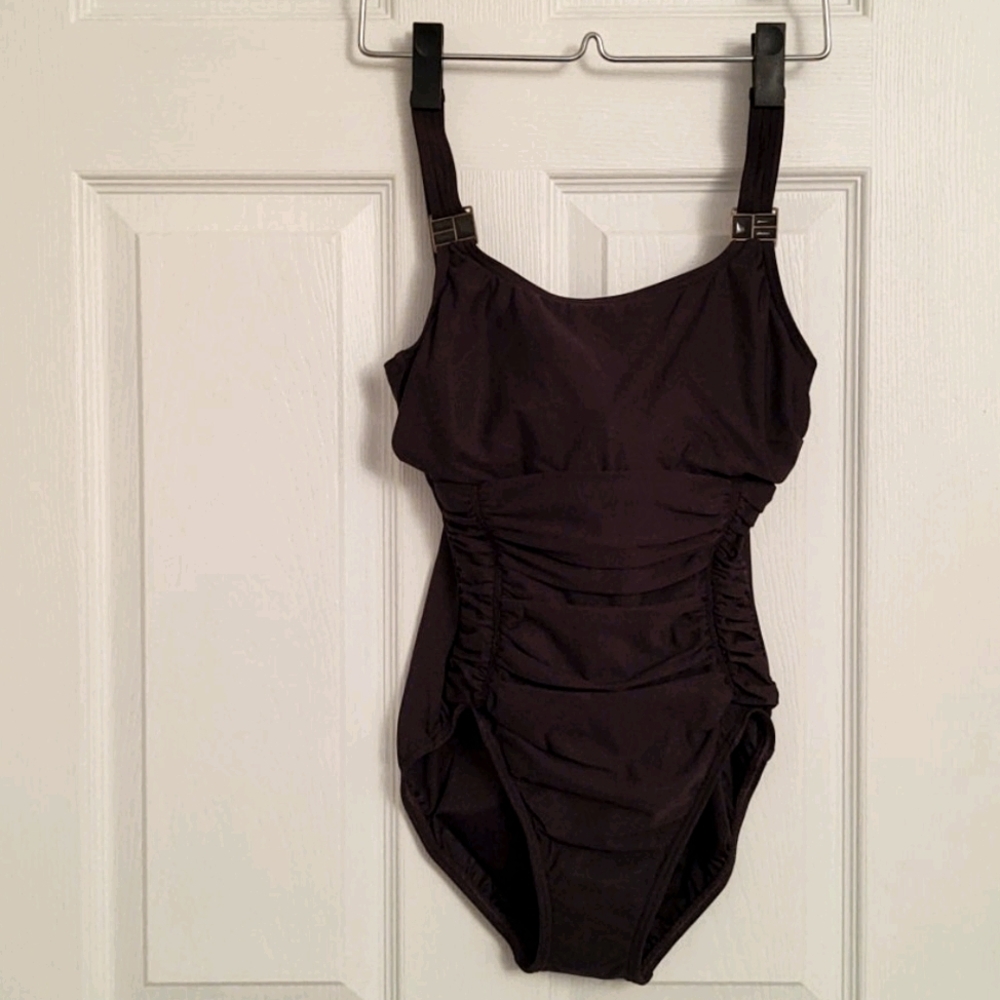 Lands' End One Piece Chocolate Brown Swimsuit | Tummy Control